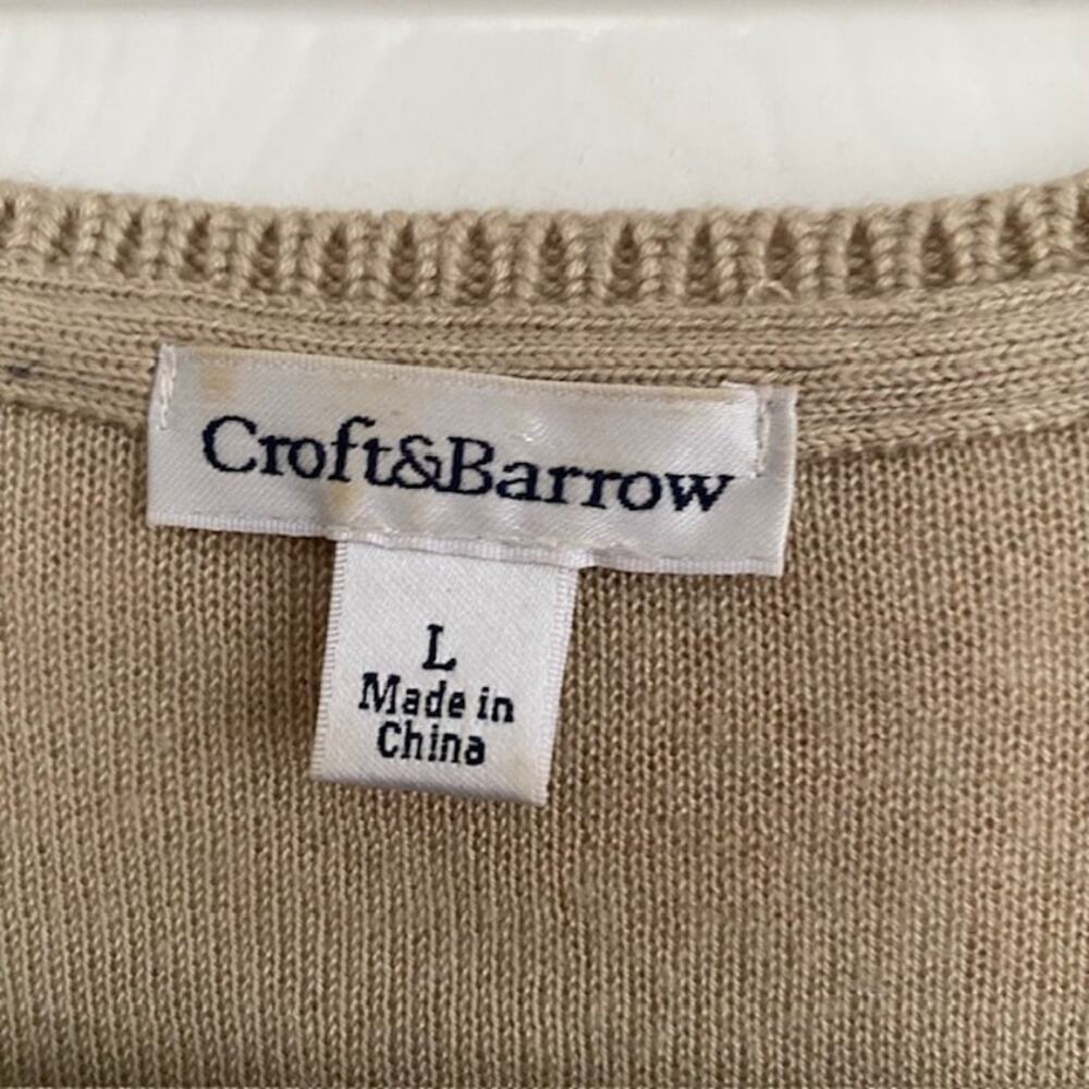 Croft & Barrow V-Neck‎ Loose Knit Lined Sweater Tan/Orange/Ivory Women's Large - Picture 8 of 12